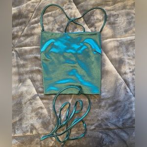 Green SHEIN satin strappy top size medium!